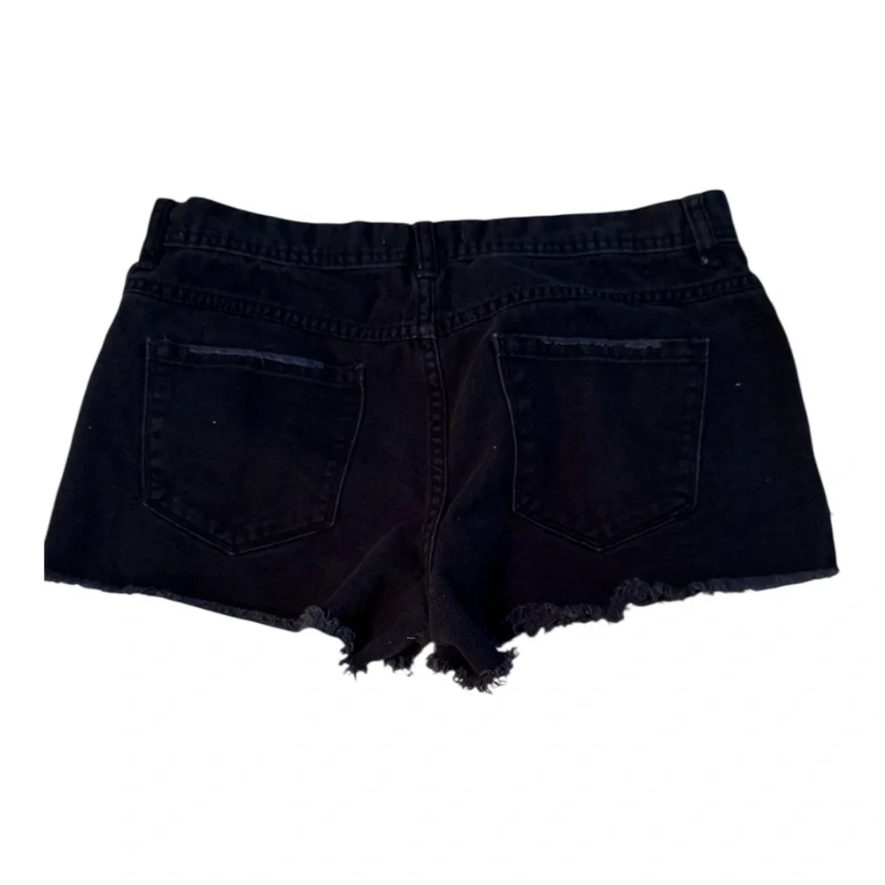 Free People Black Jean Shorts Frayed Hem Size 28 - Picture 2 of 3